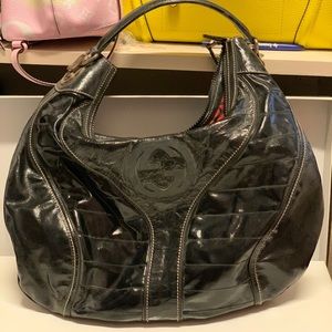 Gucci patent leather hobo handbag